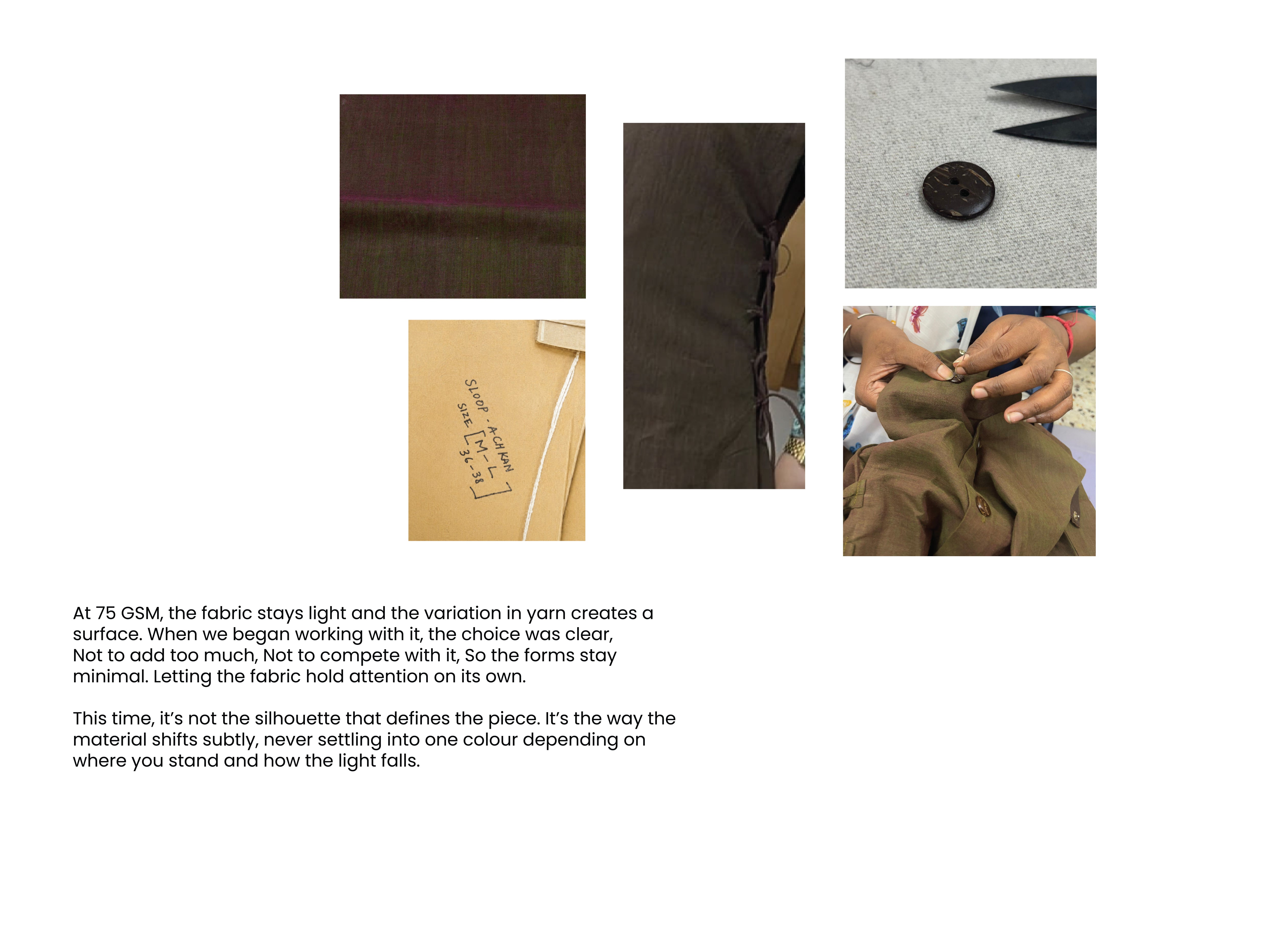 These are sustainable garments crafted from lightweight 75 GSM fabric designed for minimal form and textural focus.