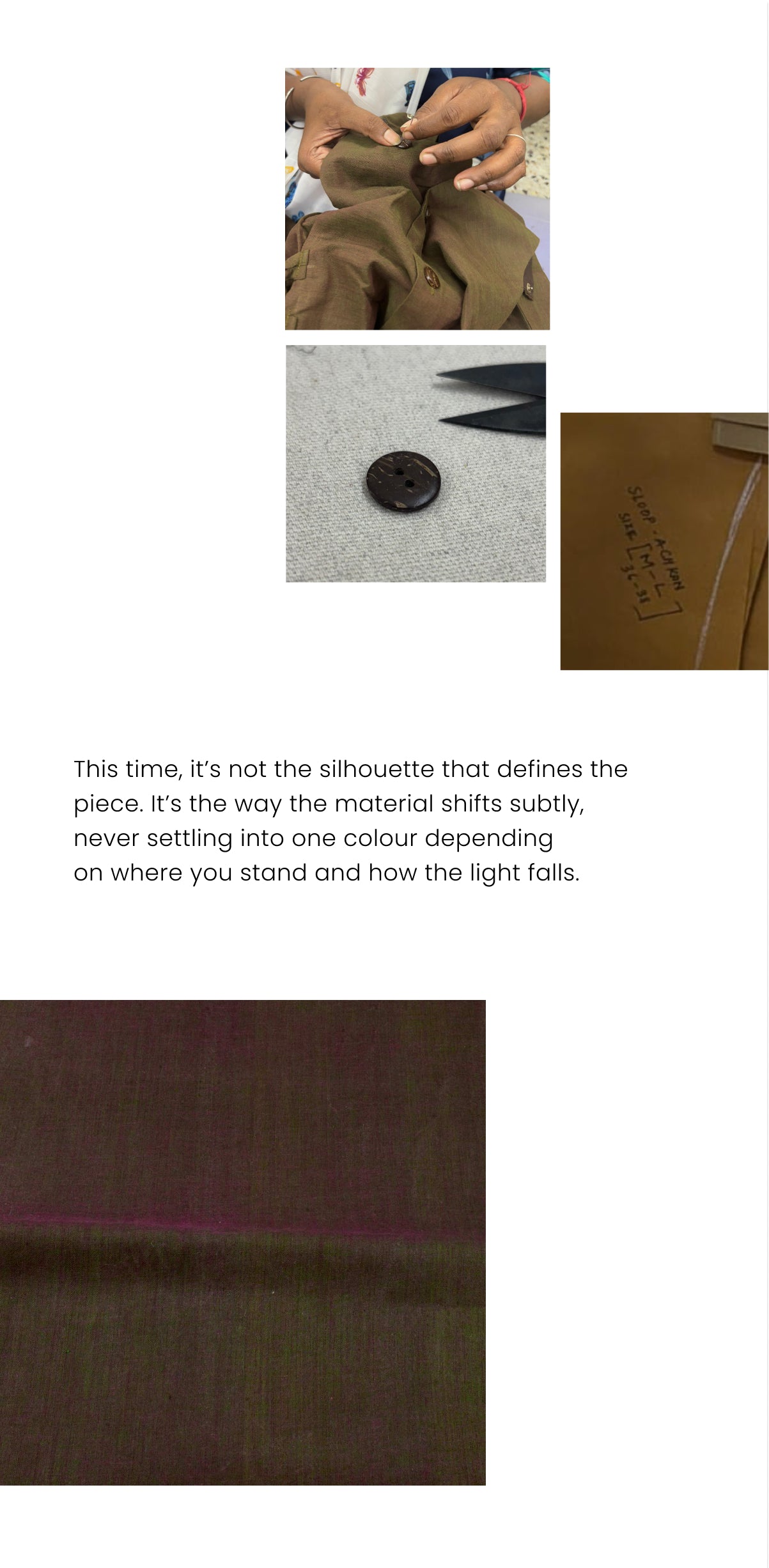 Text description of fabric material with a focus on color and texture.