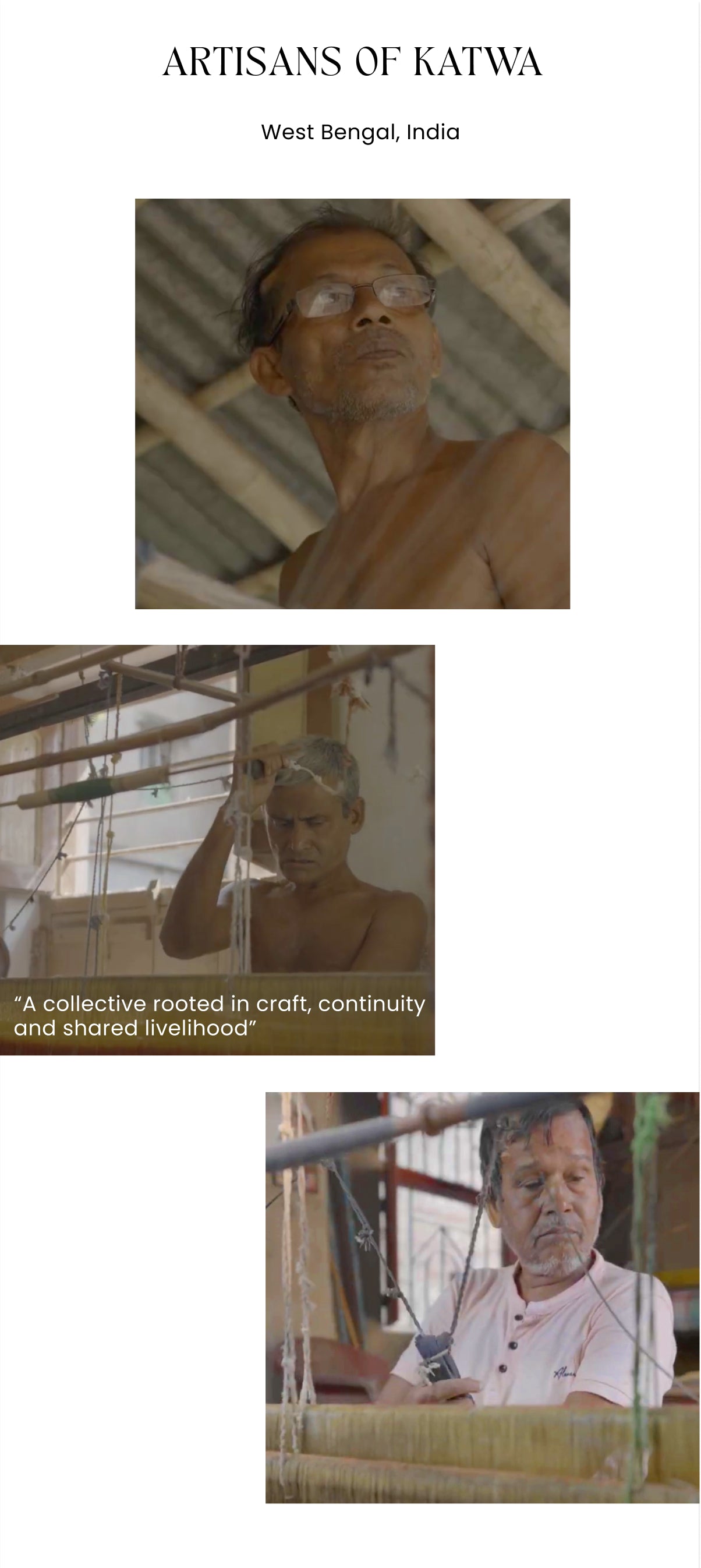 This image highlights the work of artisans in Katwa, West Bengal, India, focusing on traditional crafts.