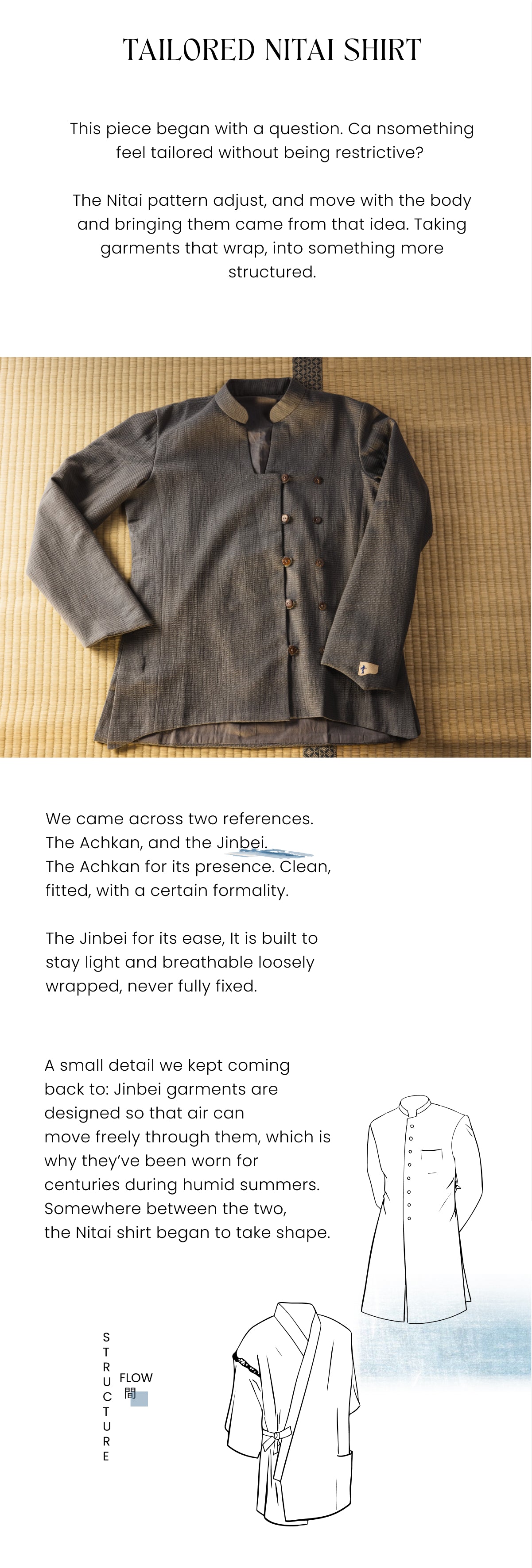 This is a dark-toned SLOOP Tailored Nitai Shirt crafted with tailored structuring for ease of movement.