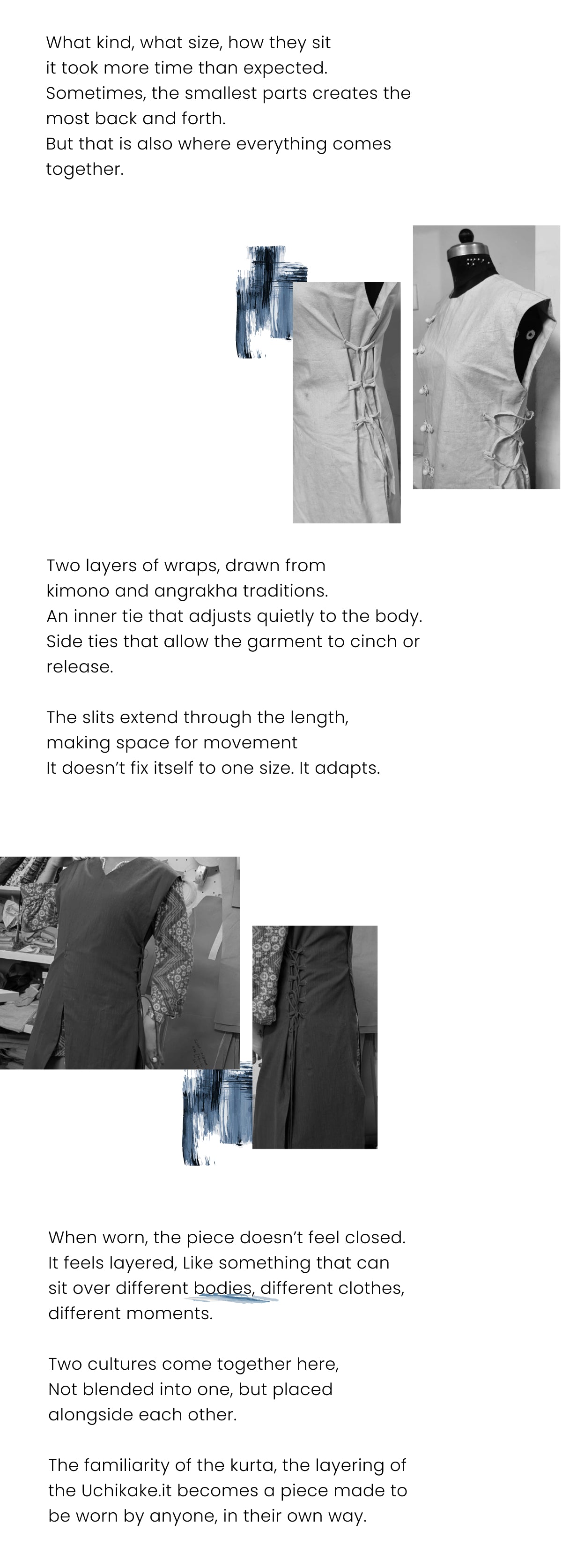 This image appears to be a conceptual design or artist's statement for a garment. Here is an Alt Text for it in English: