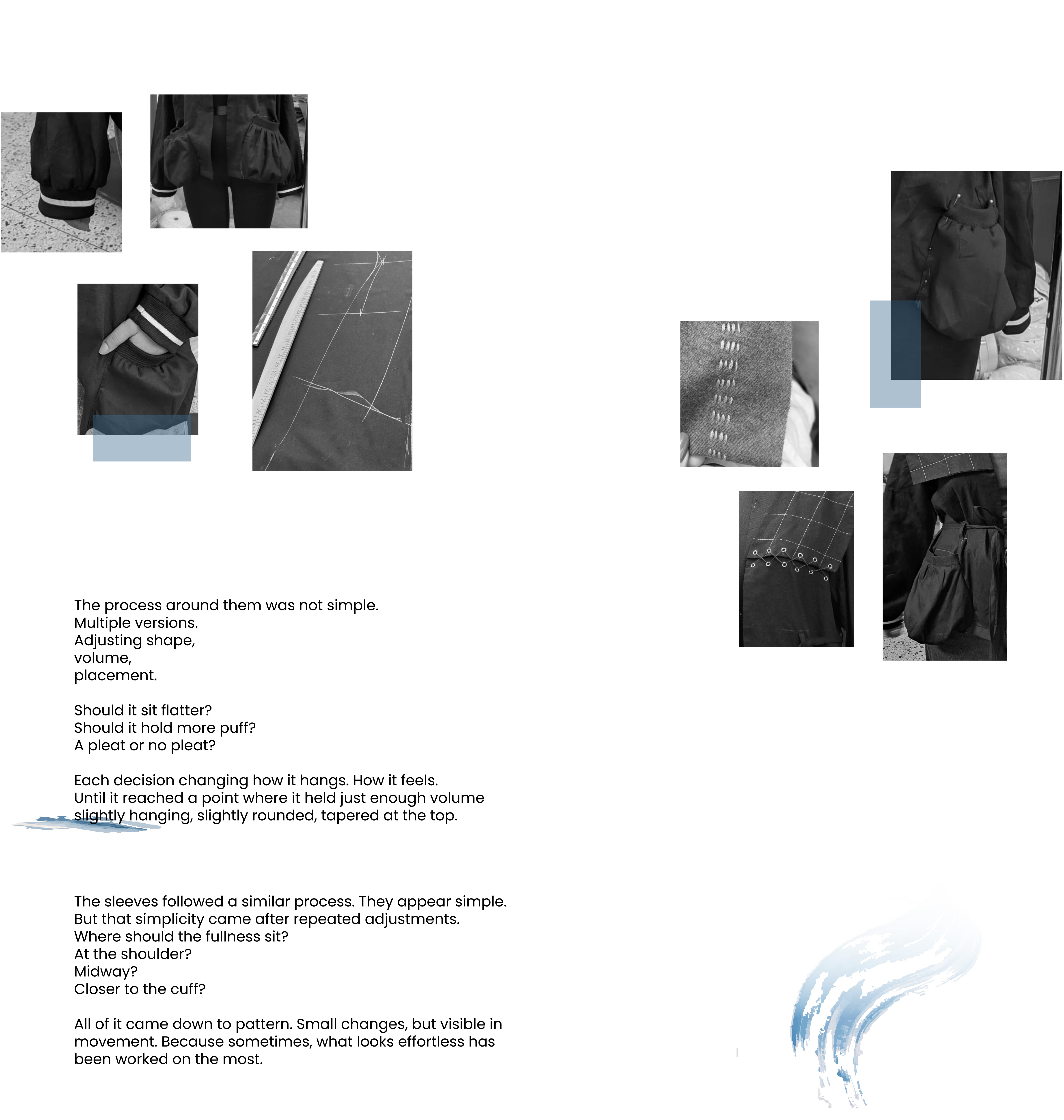 Collage of black and gray clothing with text on a white background